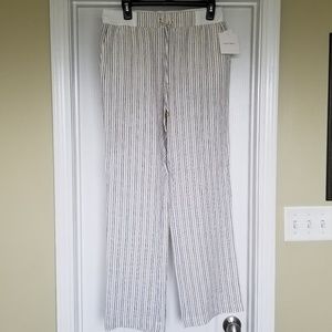 Ellen Tracy Wide-Leg Linen Trouser Pants